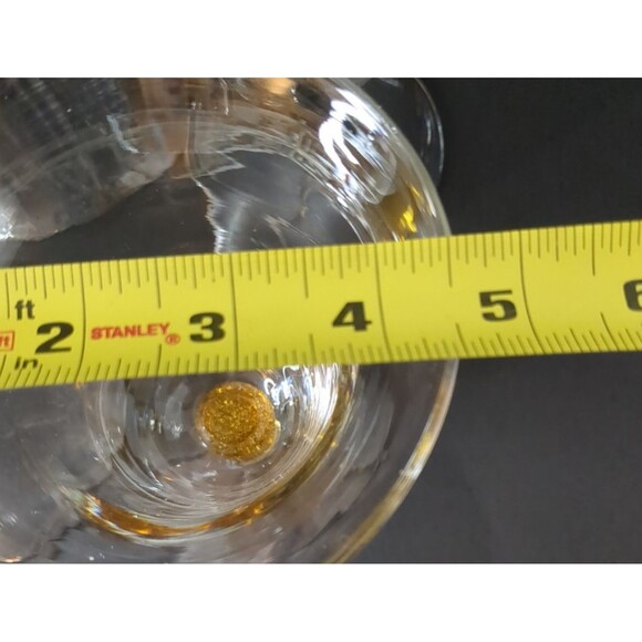 4  Vintage Hand Blown Wine w/Yellow  Bubble Glass Stem  7.5” Tall X 4.5”Wide - Picture 15 of 15